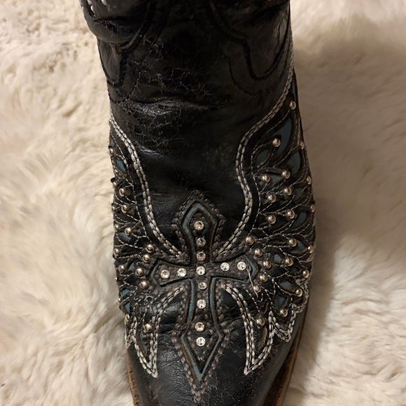 Corral Vintage Black with Teal Embellished Boots - Picture 10 of 11